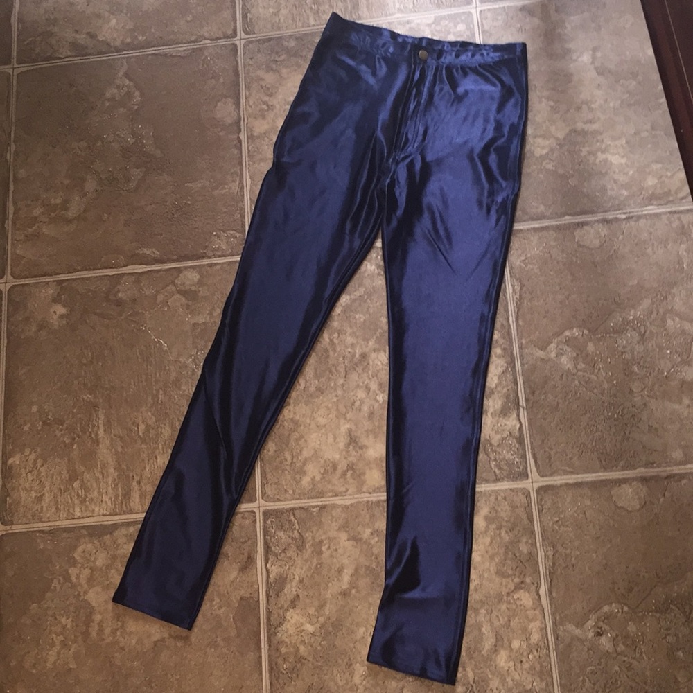 Nvy Blue shiny high wasted disco pants,never worn